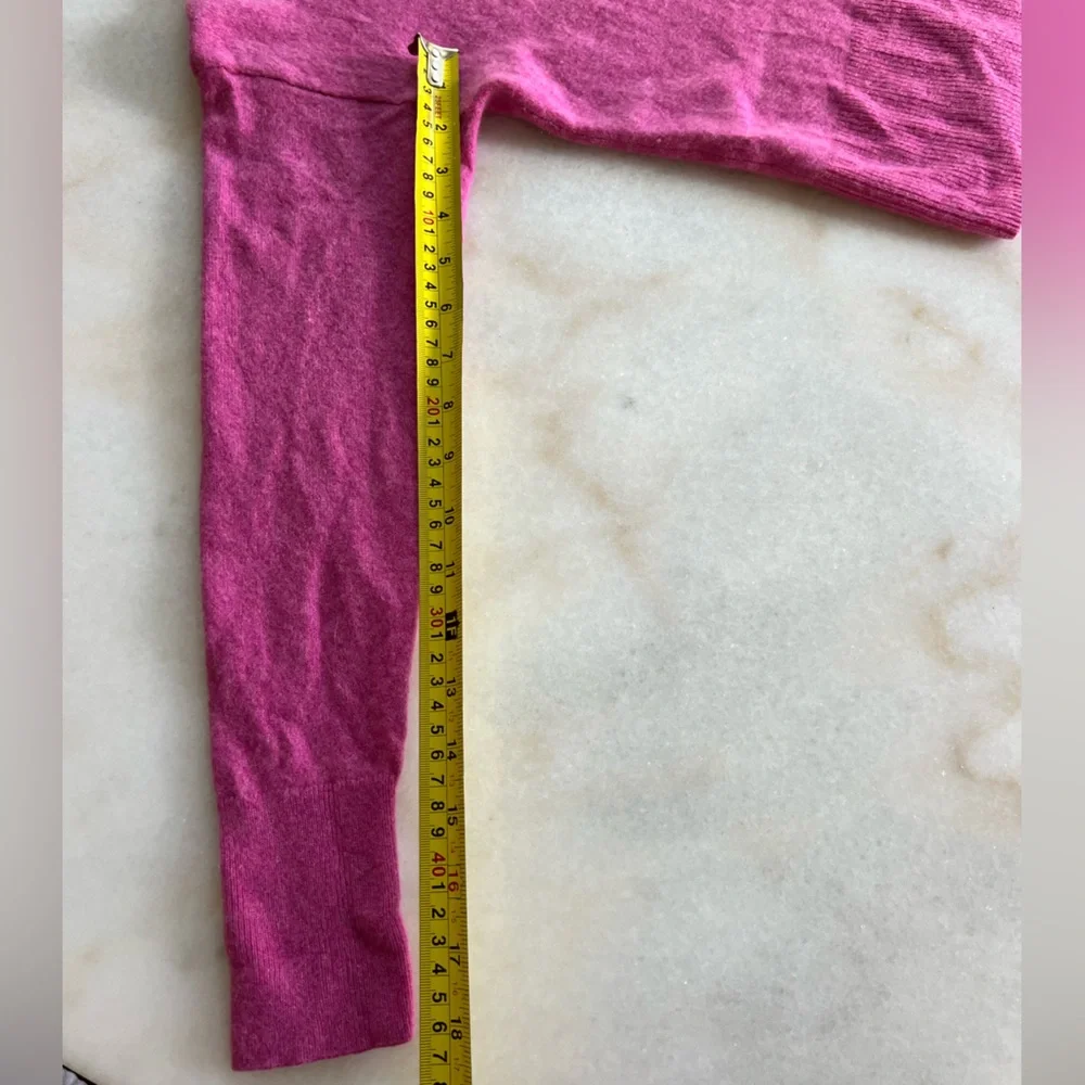 100% Cashmere Rachel Zoe Hot Pink Fuzzy Cozy Sweater Crew Scoop Neck Cardigan